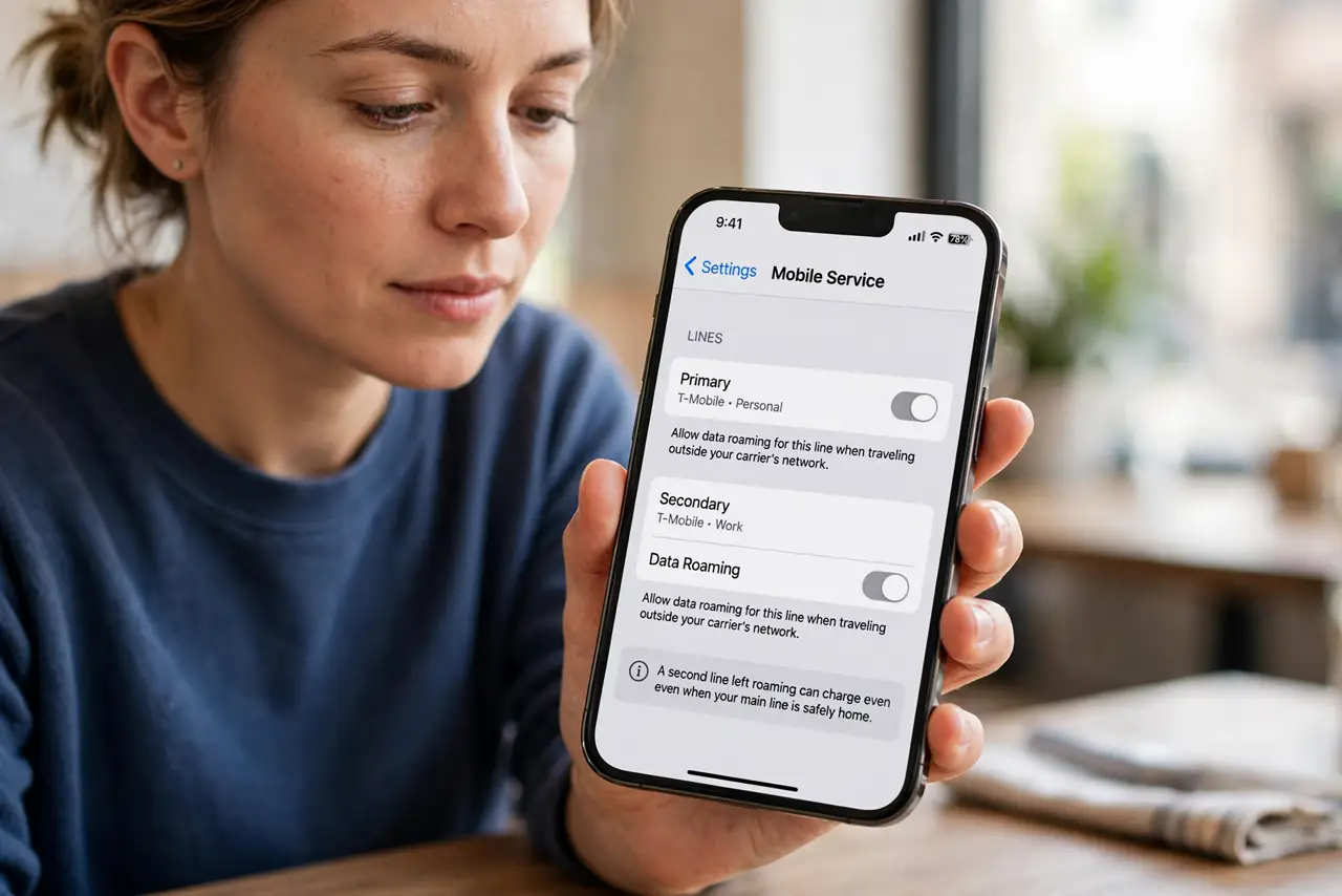 Roaming Charges Appear After You Are Home — step 1 being performed on the device.