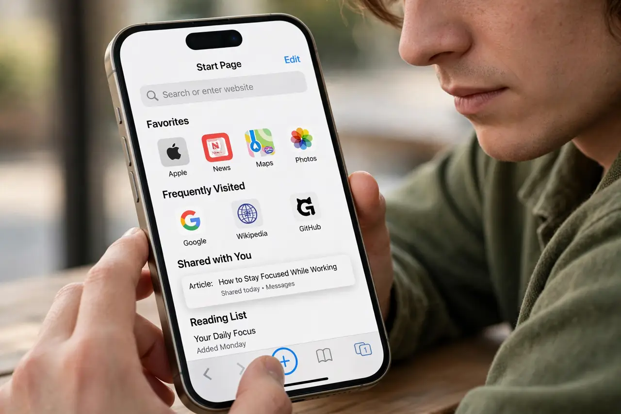 A person performing step 1: Open a fresh tab.