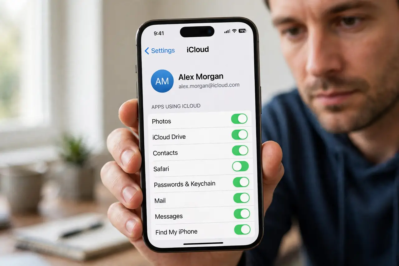 Safari Tab Groups Sync Hours Late — step 1 being performed on the device.