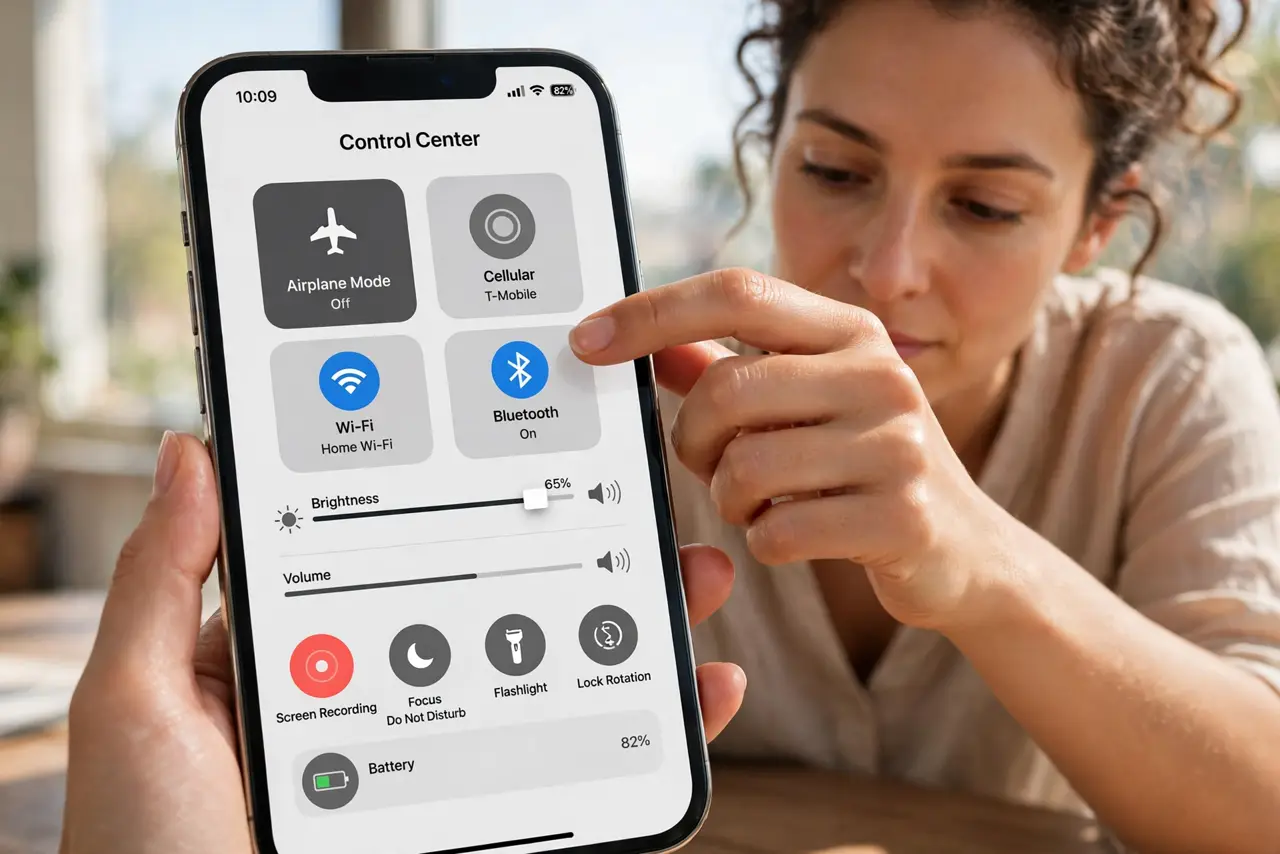 A person performing step 1: Open Control Center.