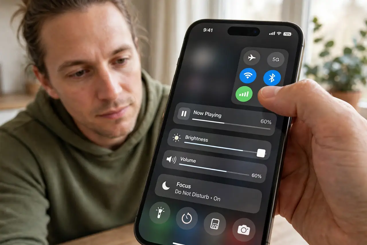 A person performing the first step: Open Control Center.