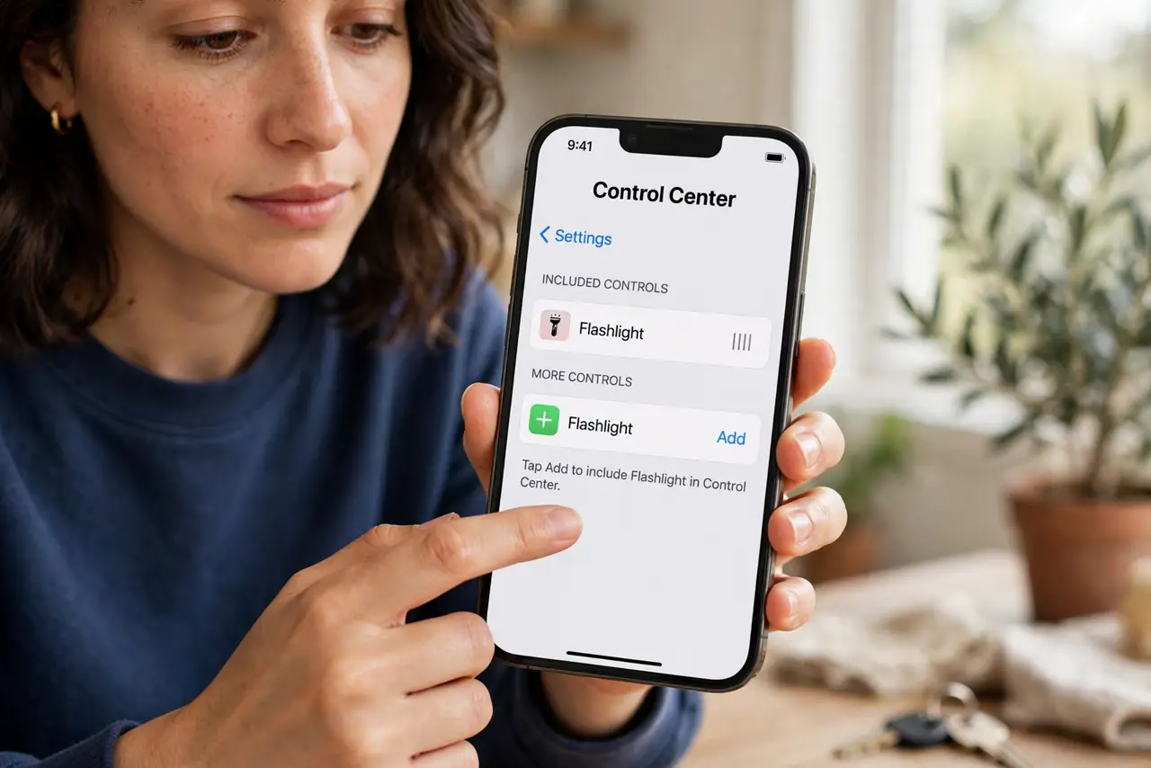 A person calmly performing the guide's first step: Add it to Control Center.