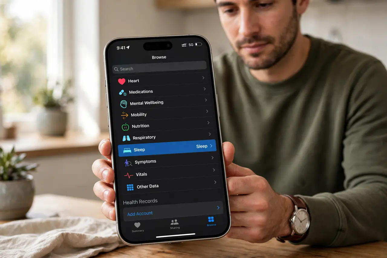 Sleep Wind Down Starts Hours Too Early — step 1 being performed on the device.