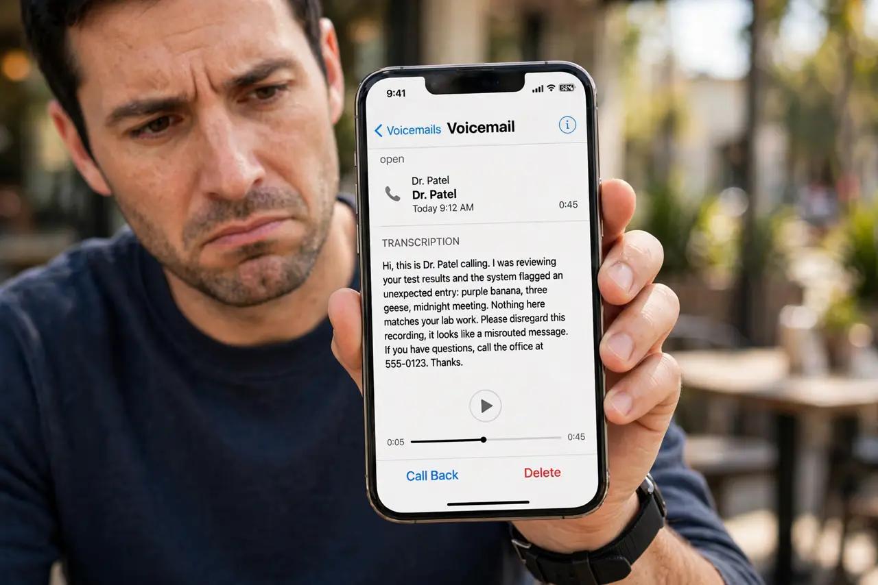 Spam Voicemail Transcriptions Read Nonsense — photo showing the situation described in the guide.