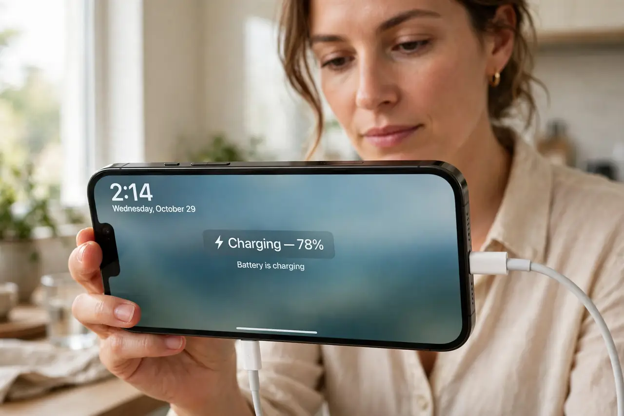 Step 1 in action for StandBy Shows the Wrong Orientation: Charge it and turn it fully sideways.