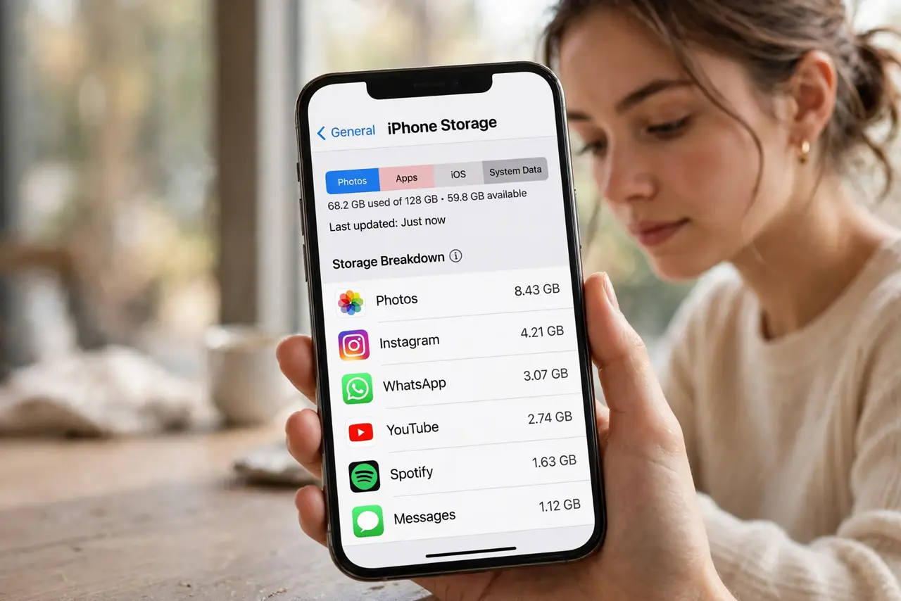 A person performing the first step of the guide: Open the storage breakdown.