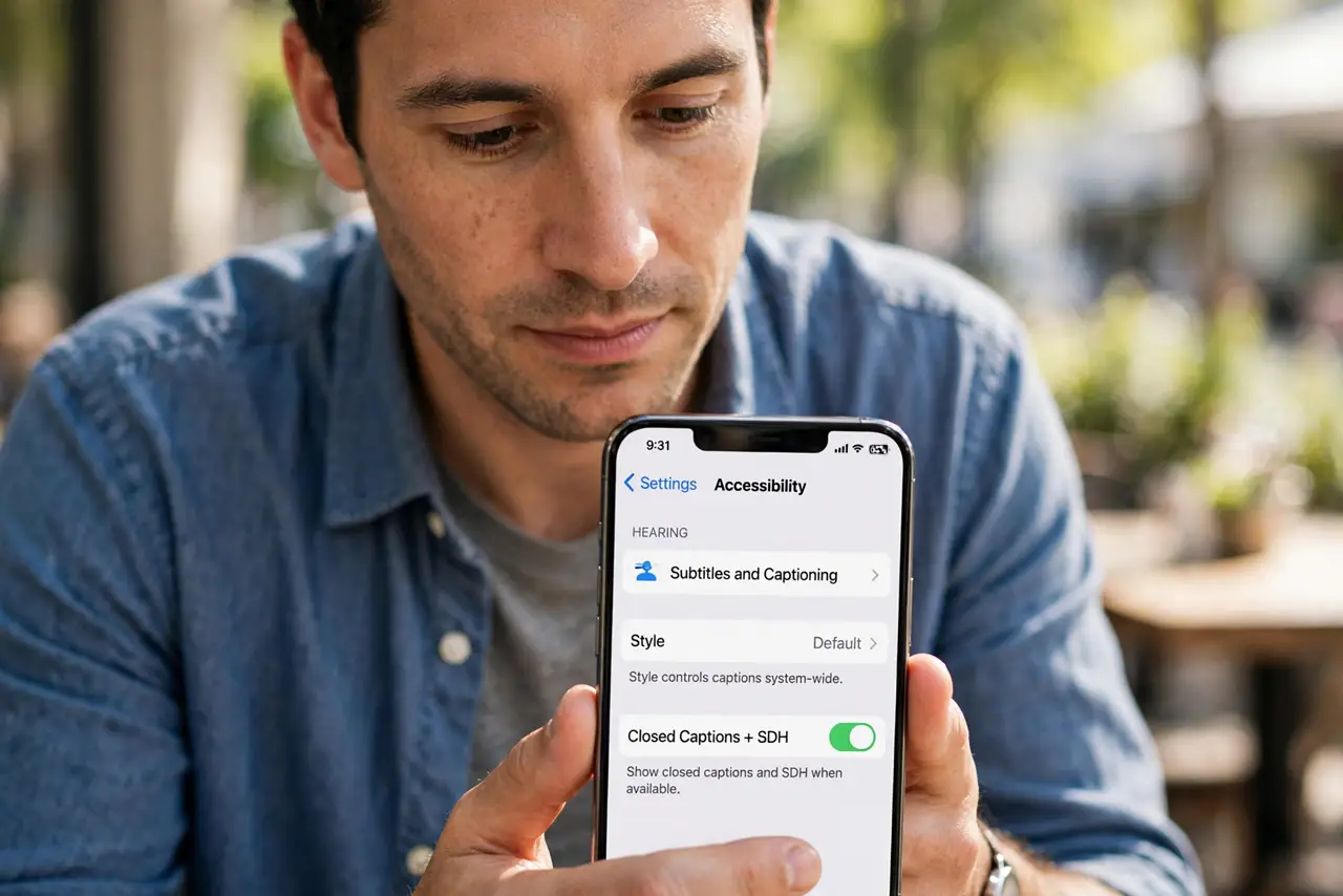 A person performing the first step of the guide: Open caption styling.