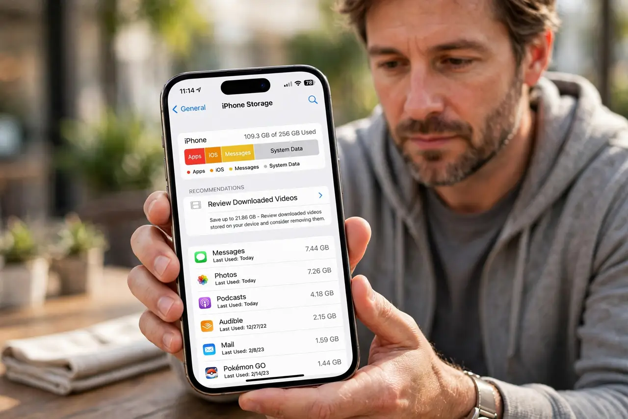 iPhone System Data Storage Looks Huge — photo showing the situation described in the guide.