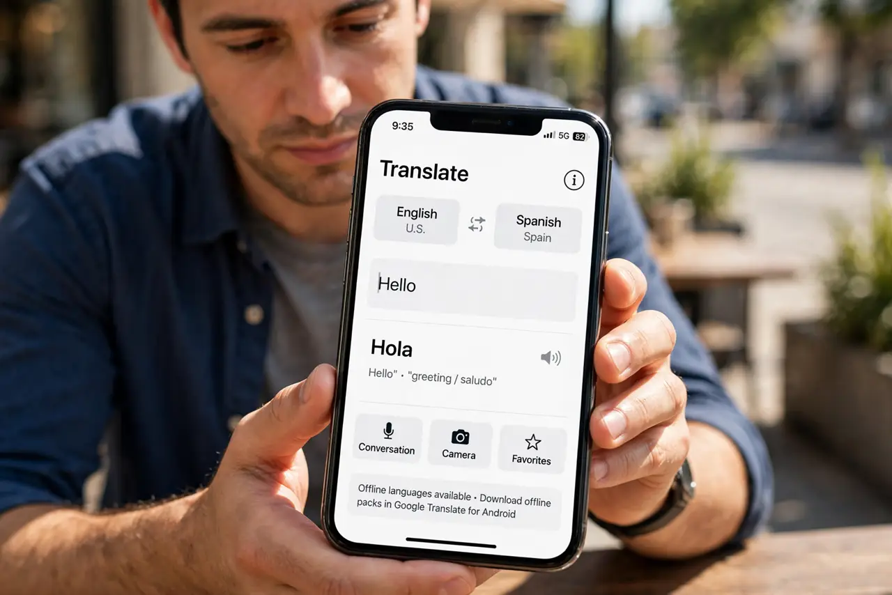 A person performing the first step of the guide: Open the Translate app.