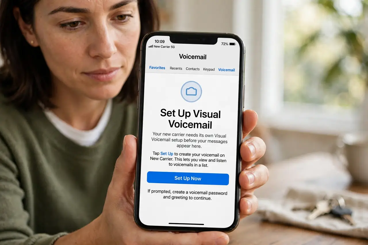 Visual Voicemail Empties After a Carrier Switch — step 1 being performed on the device.