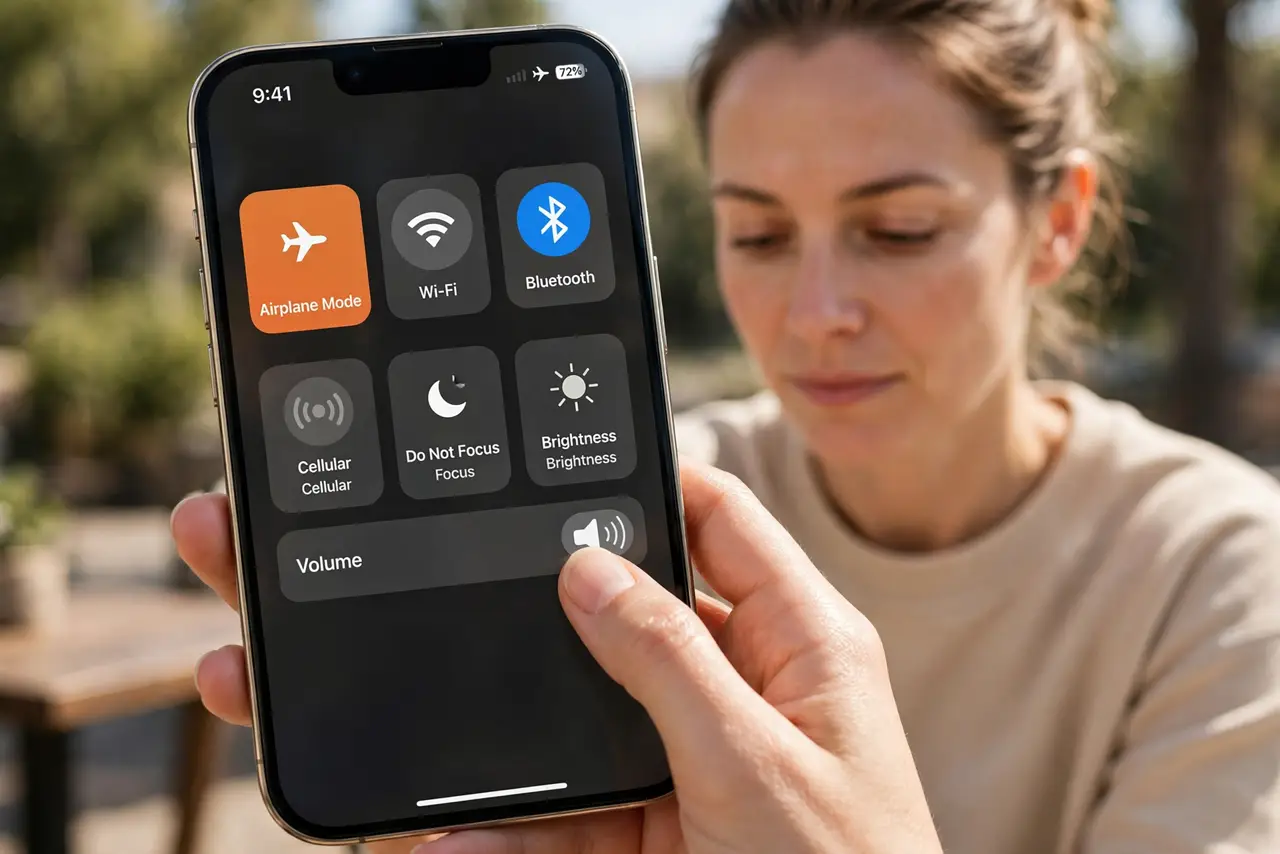 Step 1 in action for Visual Voicemail Not Working: Toggle airplane mode.