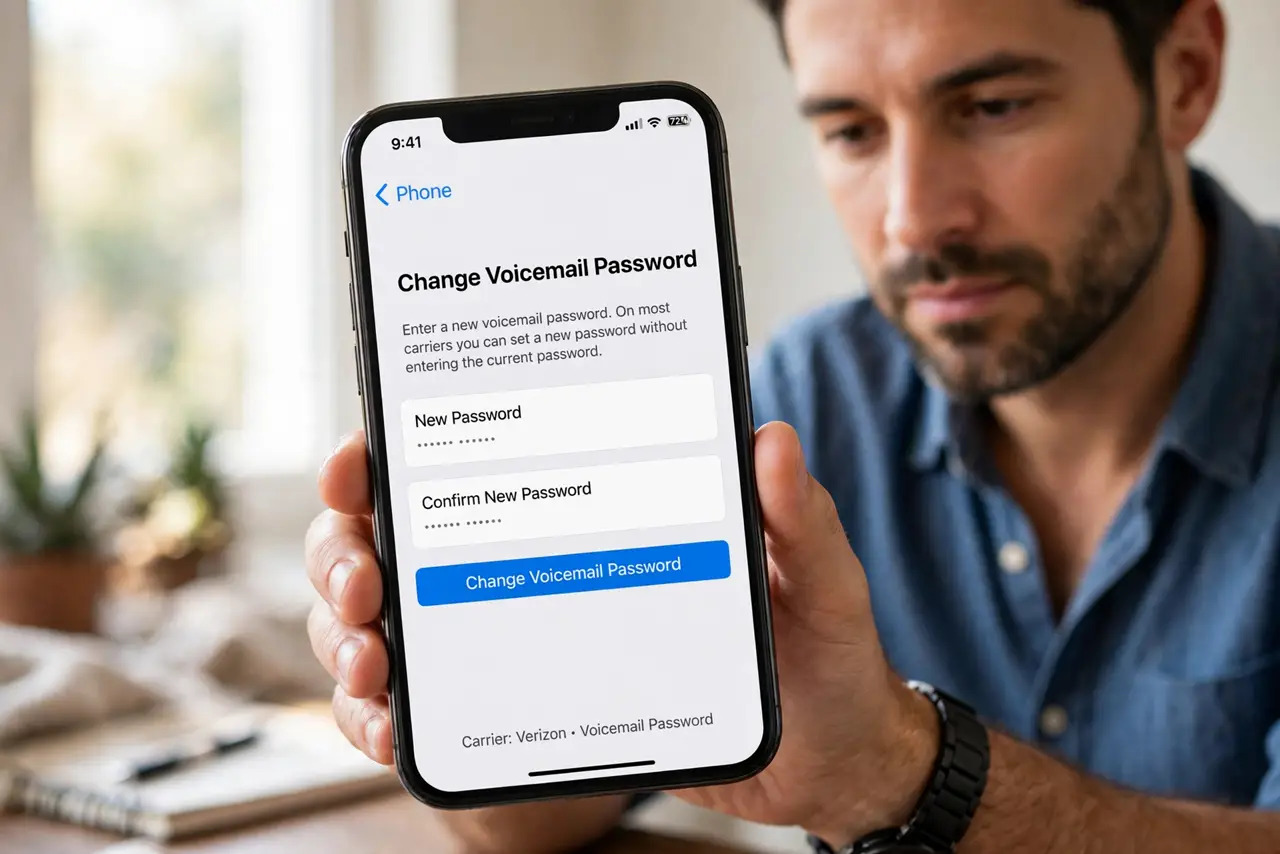 You Forgot Your iPhone Voicemail Password — step 1 being performed on the device.