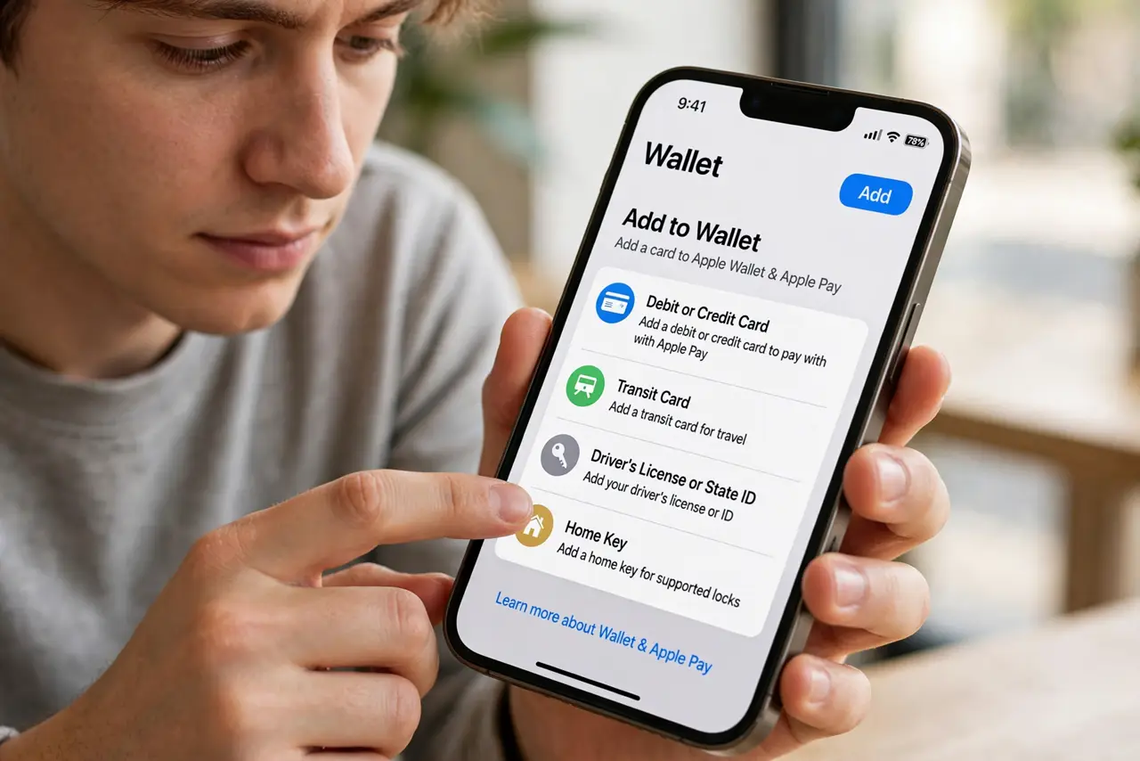 A person carrying out step one: add a payment card.