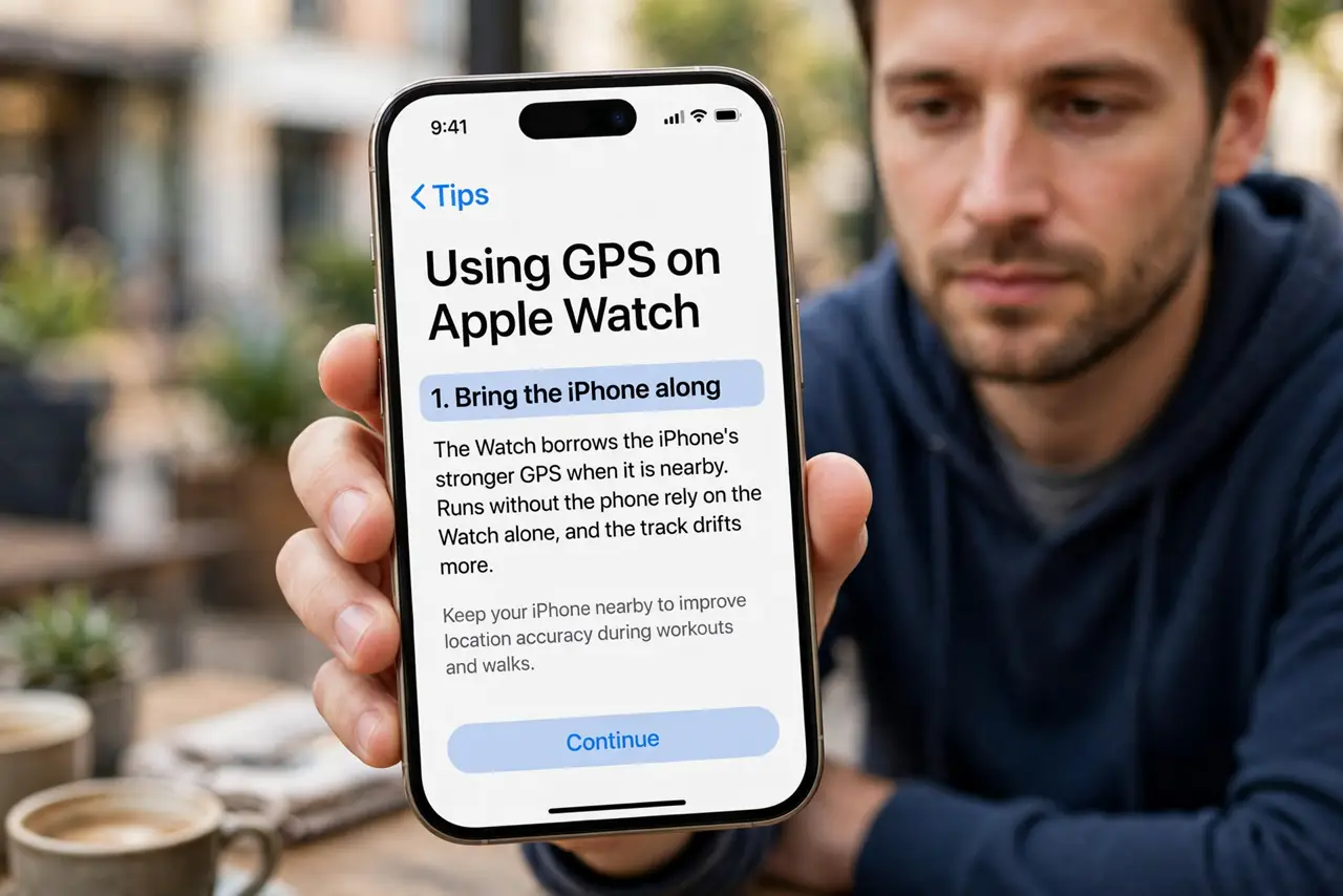 Apple Watch Workout GPS Drifts Off Route — step 1 being performed on the device.