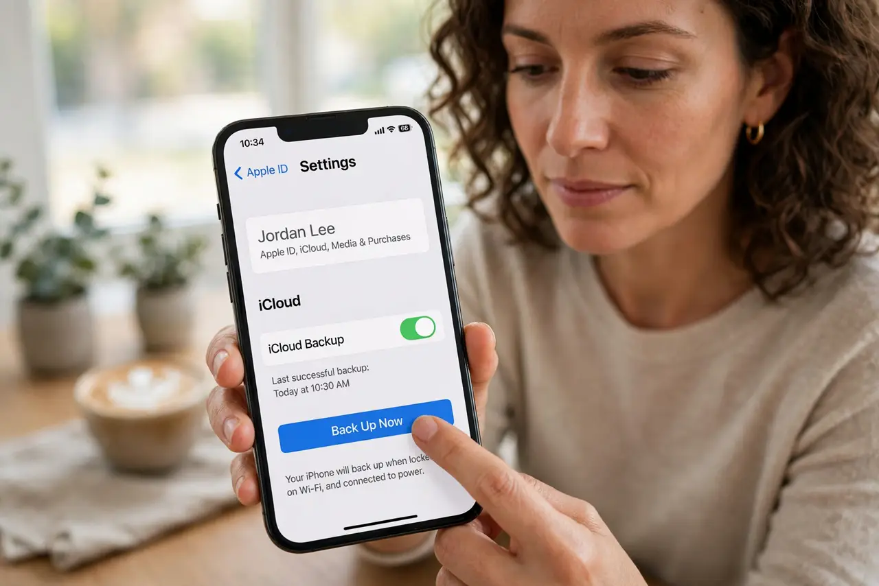 Step 1 in action for WhatsApp Backup Stuck on iPhone: Start the backup manually.