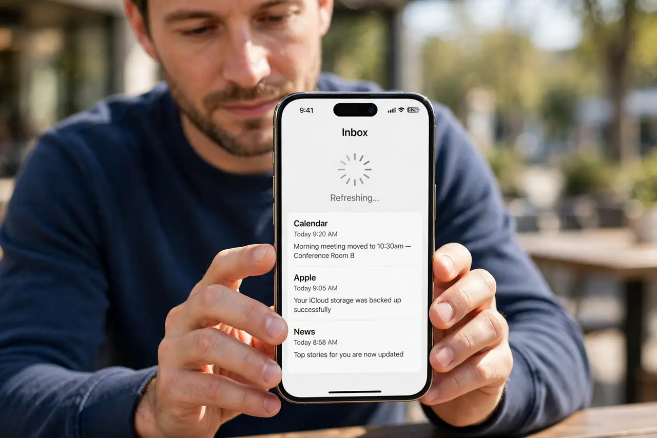 Person performing step 1: Open the app and refresh it. Open the app behind the widget and pull down to refresh, or wait for it to load fresh data. If the app...