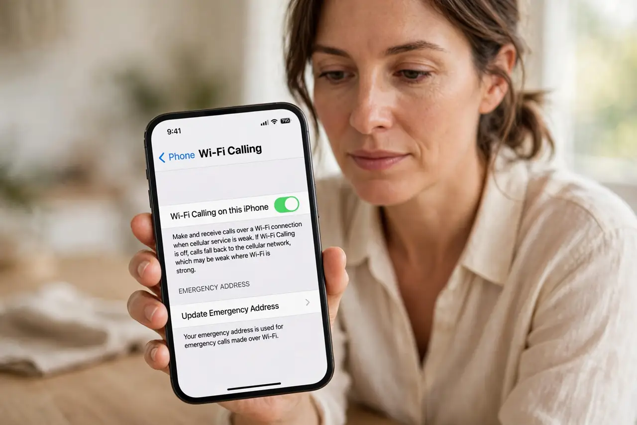 Wi-Fi Calling Drops in the Middle of Calls — step 1 being performed on the device.