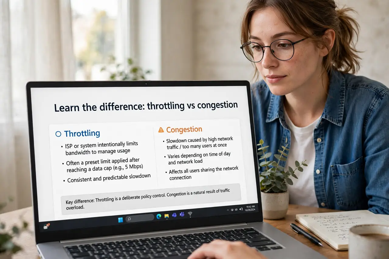 A person calmly performing the guide's first step: Learn the difference: throttling vs congestion.