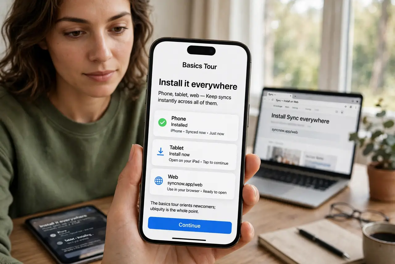A person performing the first step of the guide: Install it everywhere.