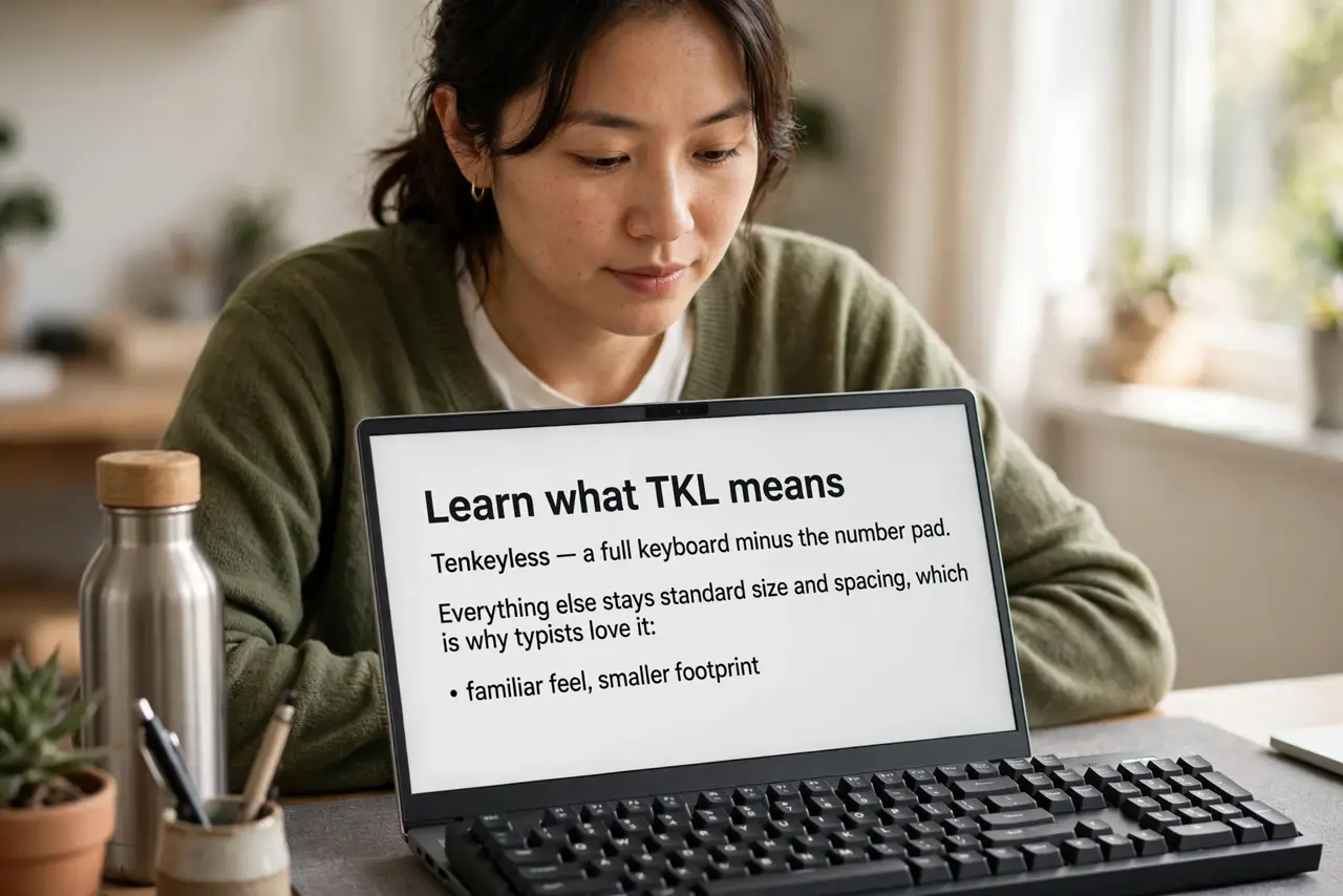 A person performing the first step of the guide: Learn what TKL means.