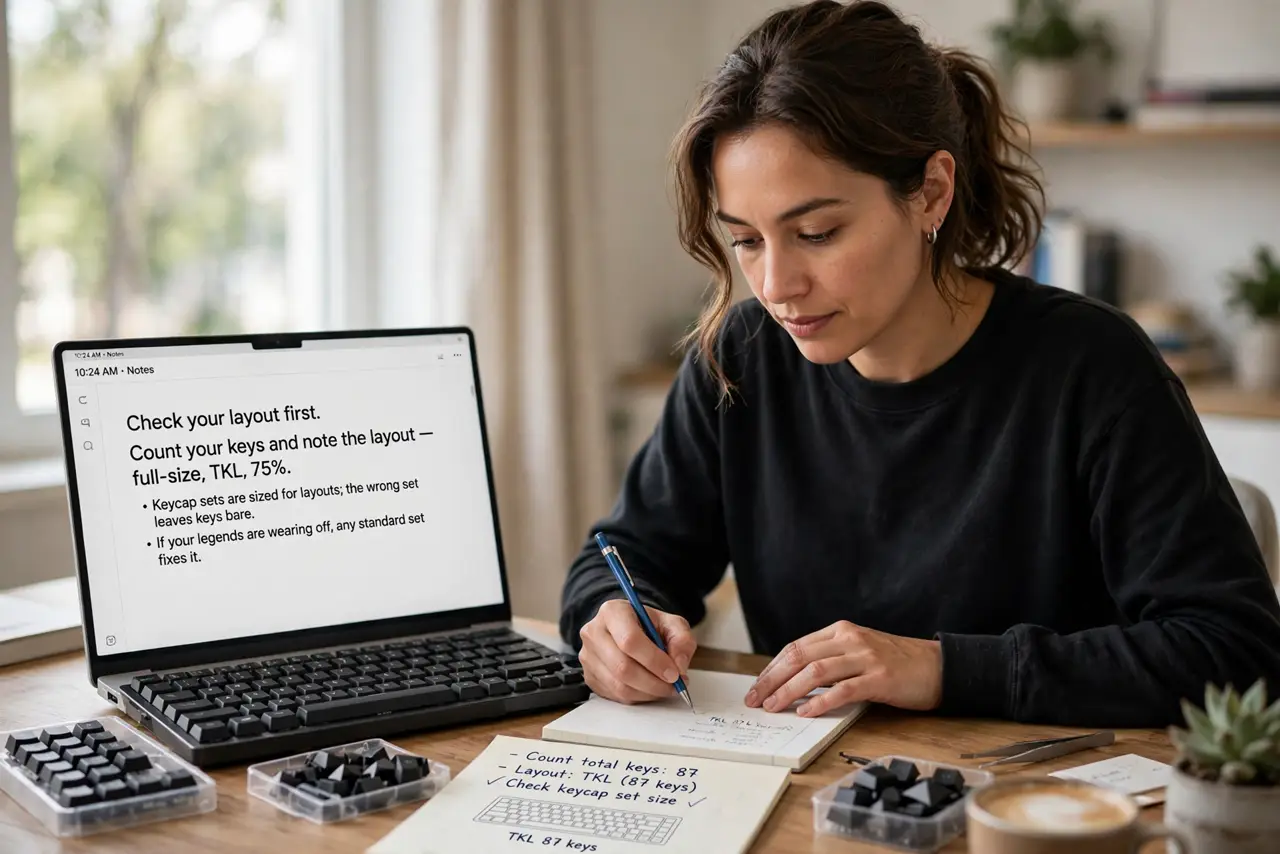 A person performing the first step of the guide: Check your layout first.