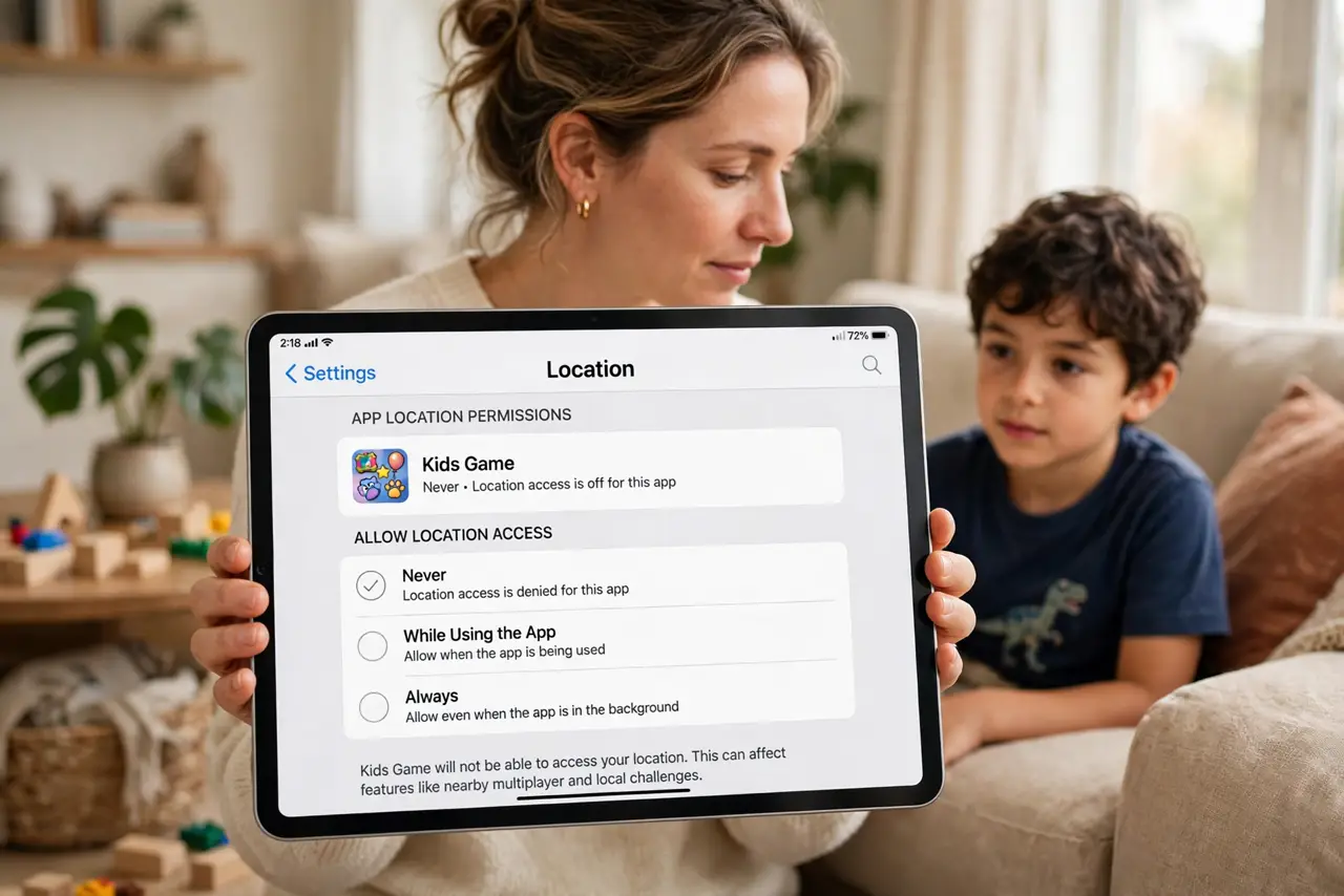 Kids Tablet Location Sharing On? Turn It Off — photo showing the situation described in the guide.