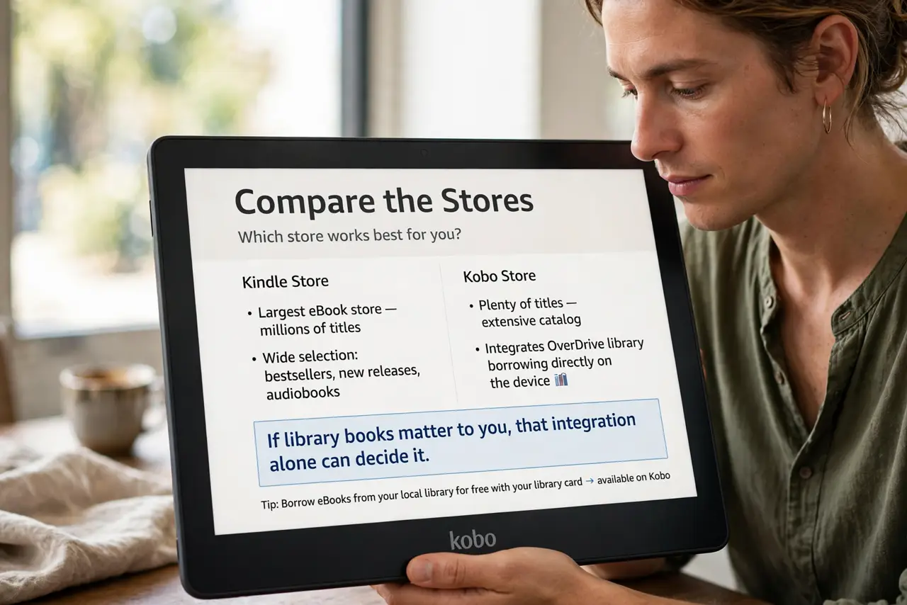 Compare the stores.