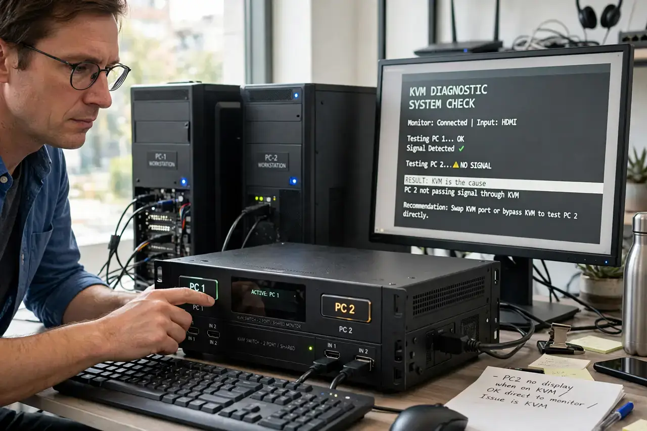 Step 1 in action for KVM Switch Makes the Mouse Lag: Confirm the KVM is the cause.