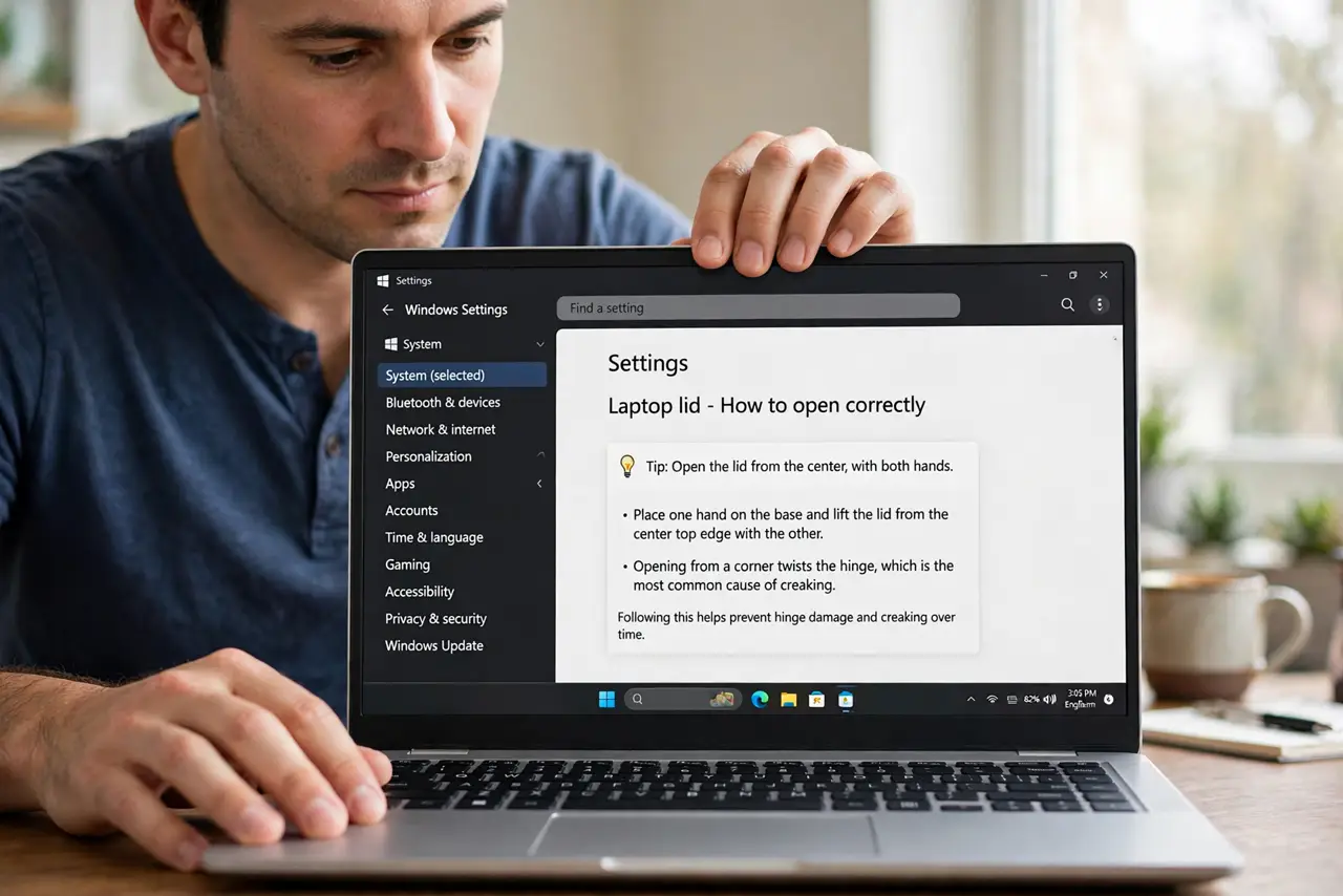 Laptop Hinge Creaks? Stop It Getting Worse — step 1 being performed on the device.