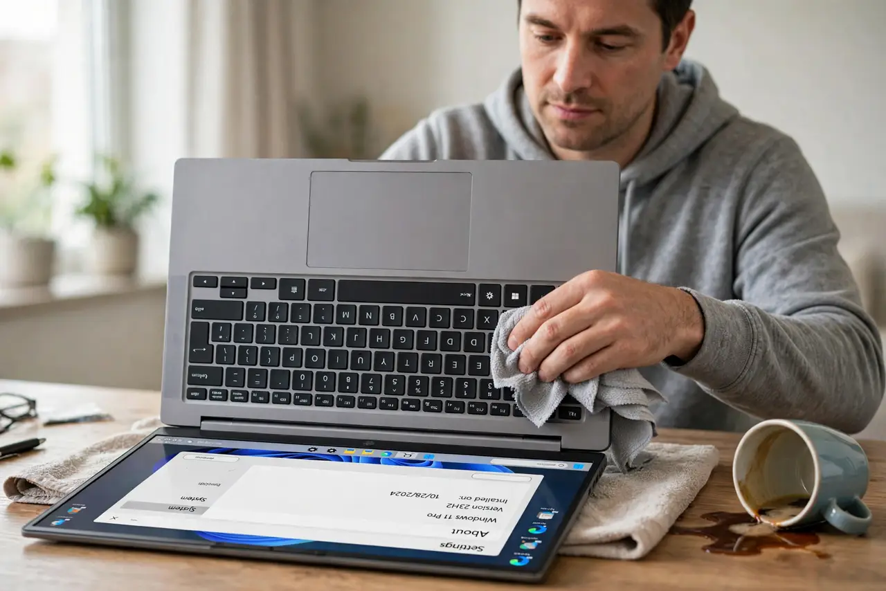 Laptop Key Sticks After a Spill? Clean It Safely — photo showing the situation described in the guide.