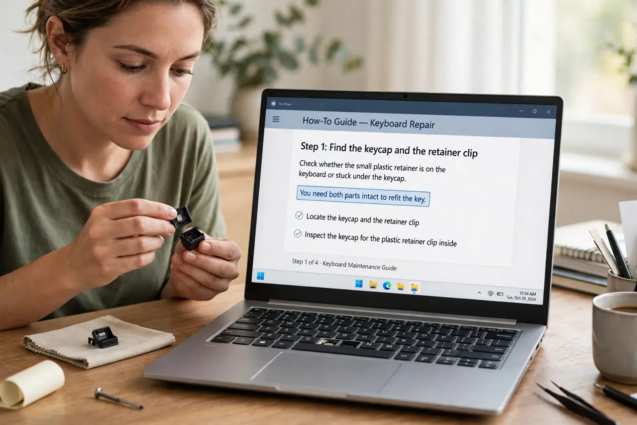 Laptop Keyboard Key Popped Off? Refit It — step 1 being performed on the device.