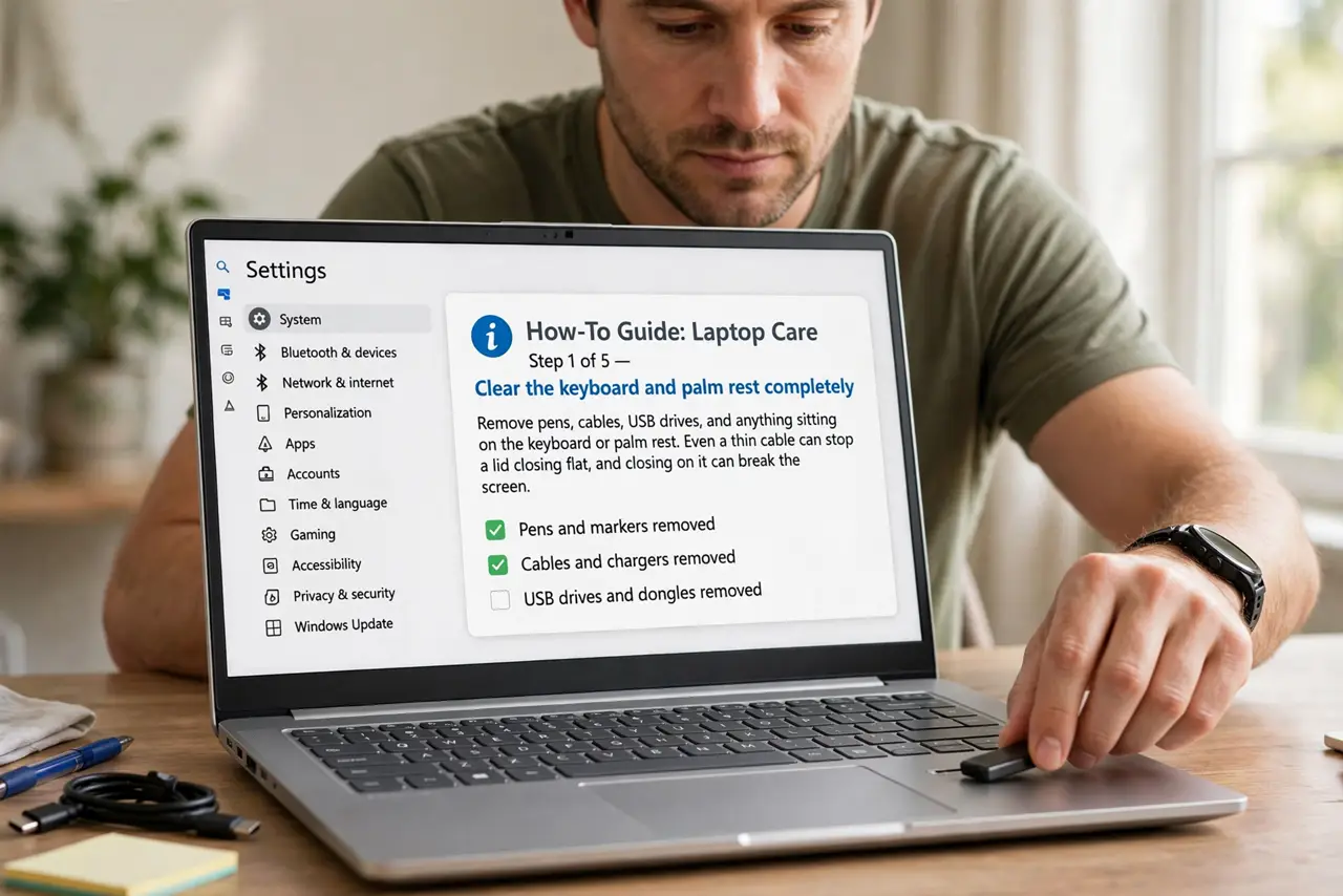 Laptop Lid Will Not Close Flat? Fix It — step 1 being performed on the device.