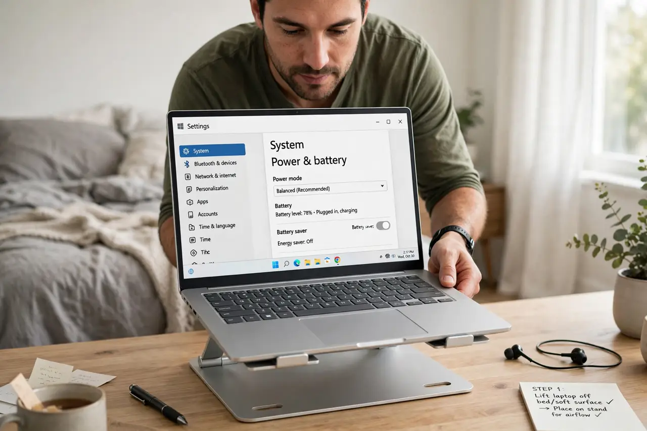Laptop Microphone Picks Up Fan Noise? Fix It — step 1 being performed on the device.