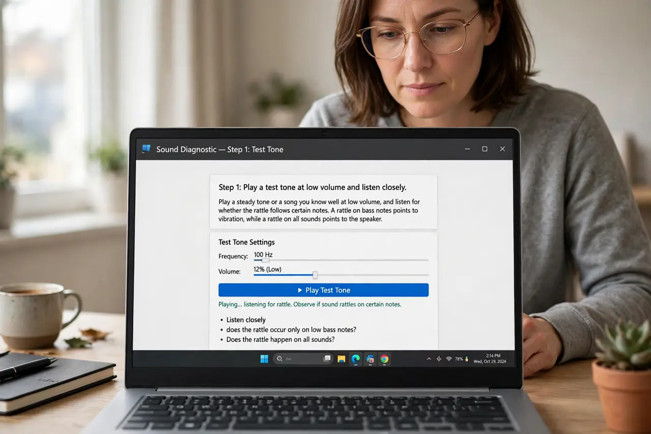 Laptop Speaker Rattles at Low Volume? Fix It — step 1 being performed on the device.