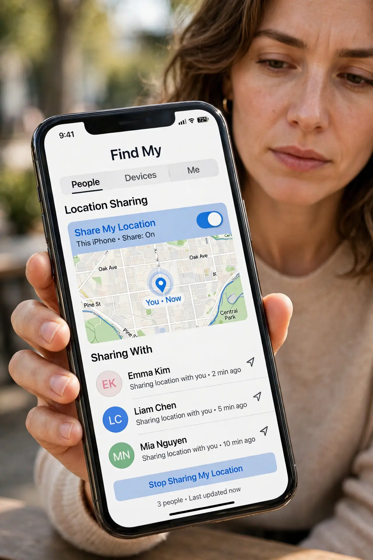 Location Sharing On by Accident? Turn It Off — photo showing the situation described in the guide.