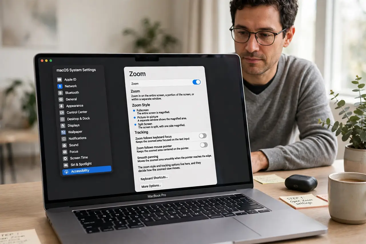 Accessibility Zoom Follows the Mouse Oddly — step 1 being performed on the device.