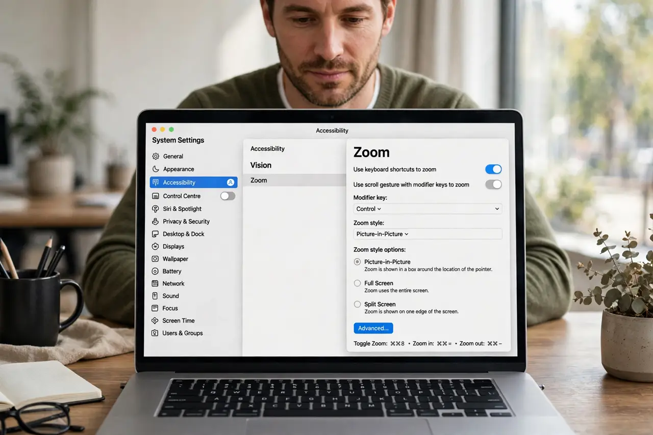 Accessibility Zoom Follows the Mouse Oddly — photo showing the situation described in the guide.
