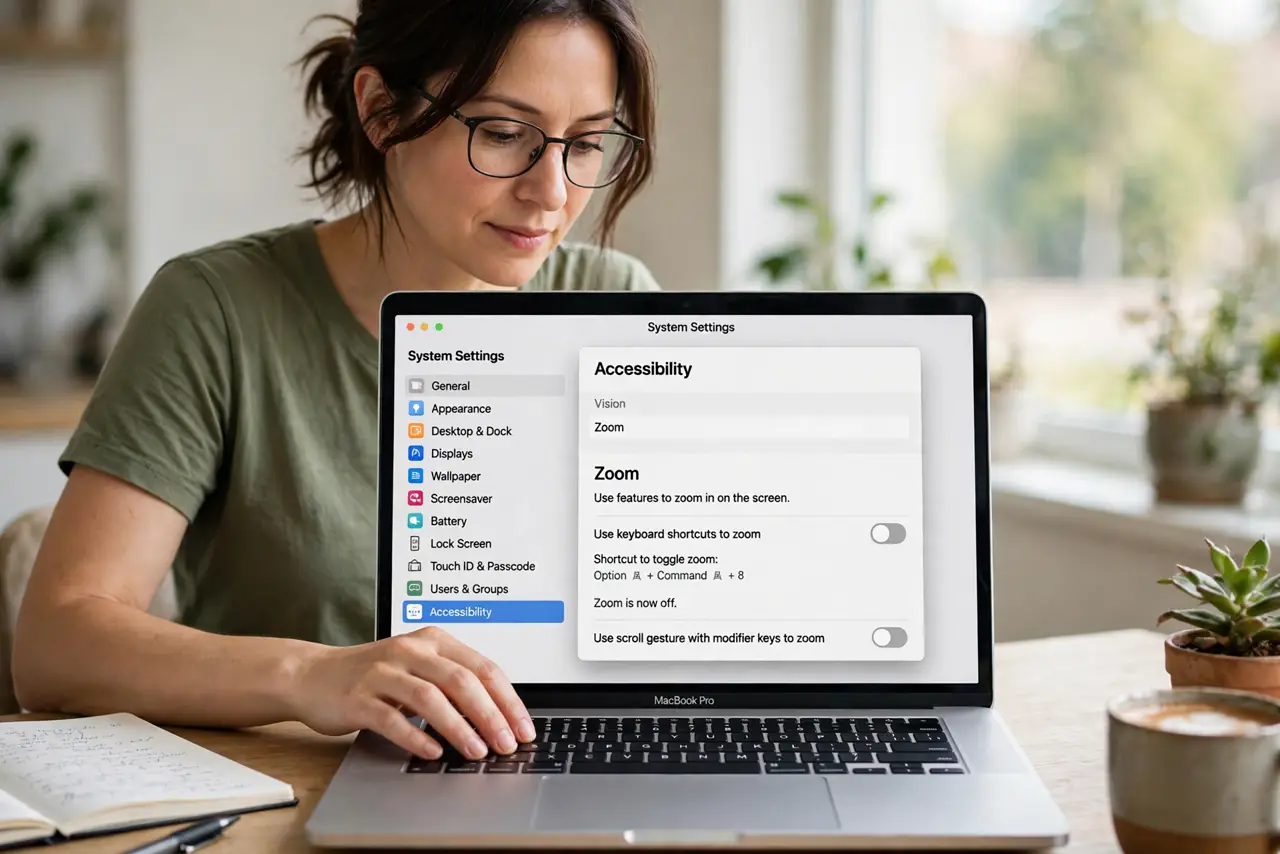 A person performing the first step: Toggle Zoom off with the shortcut.