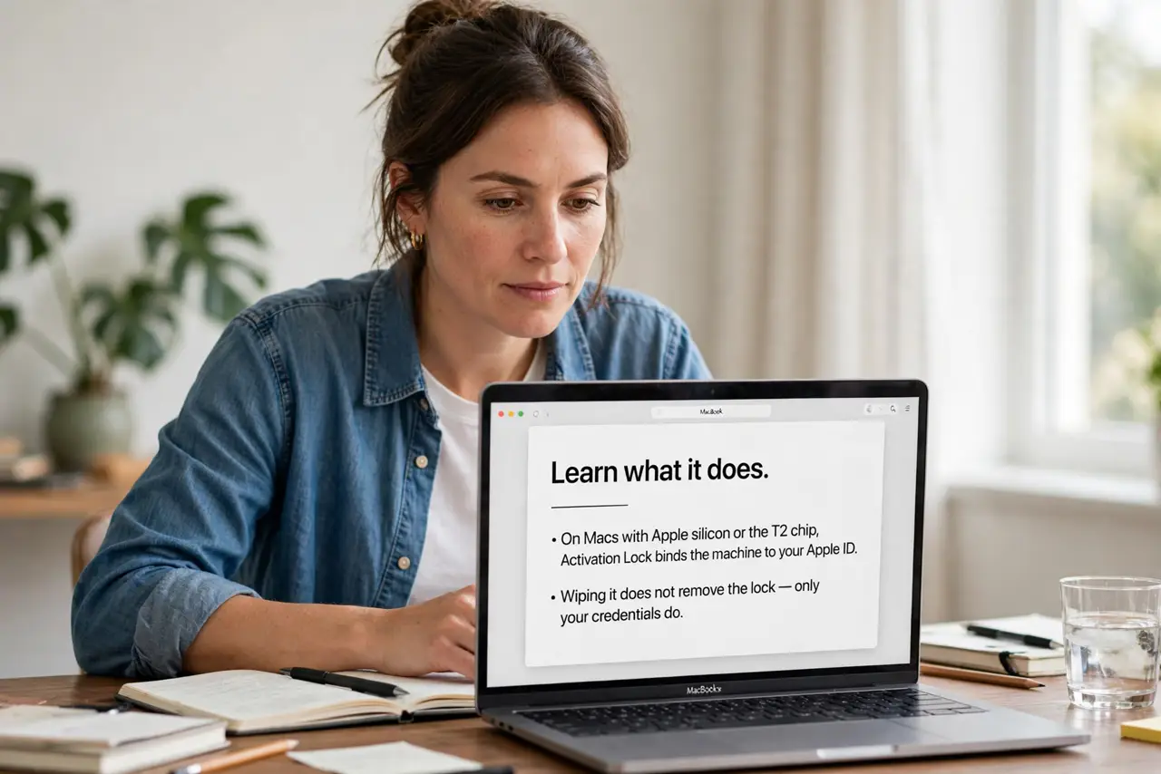 A person performing the first step of the guide: Learn what it does.