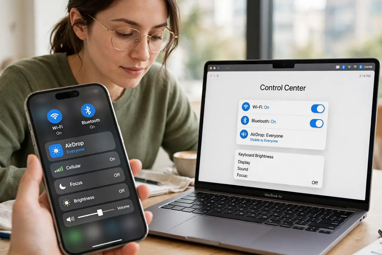 A person performing step 1: Confirm Wi-Fi and Bluetooth are on.