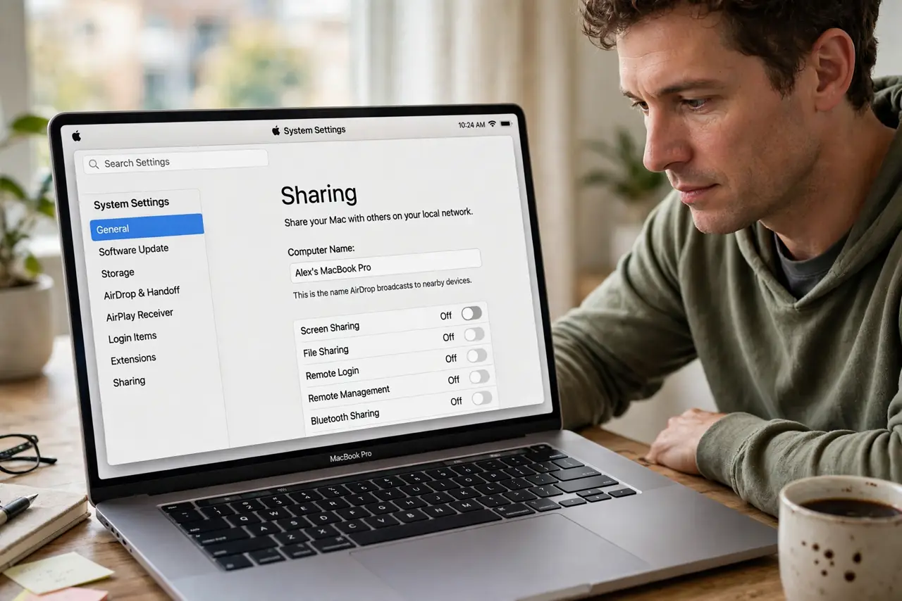AirDrop Shows the Wrong Name for Your Mac — step 1 being performed on the device.