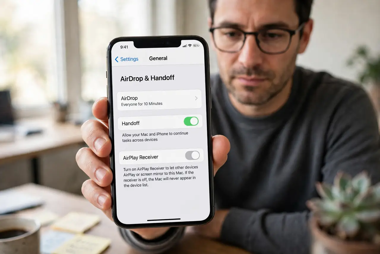 AirPlay to Mac Not Listed? Fix It — step 1 being performed on the device.
