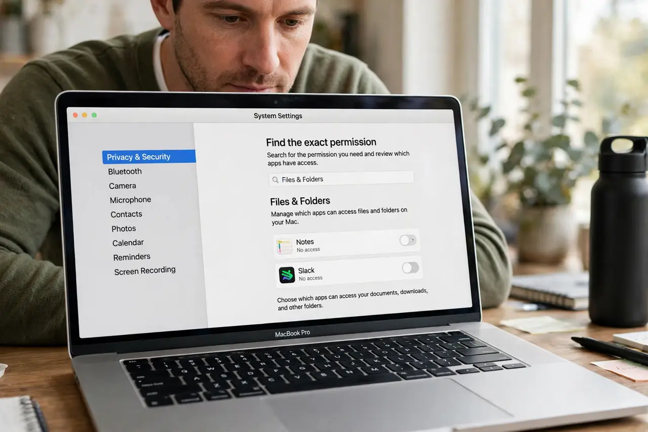 A person performing the first step: Find the exact permission.
