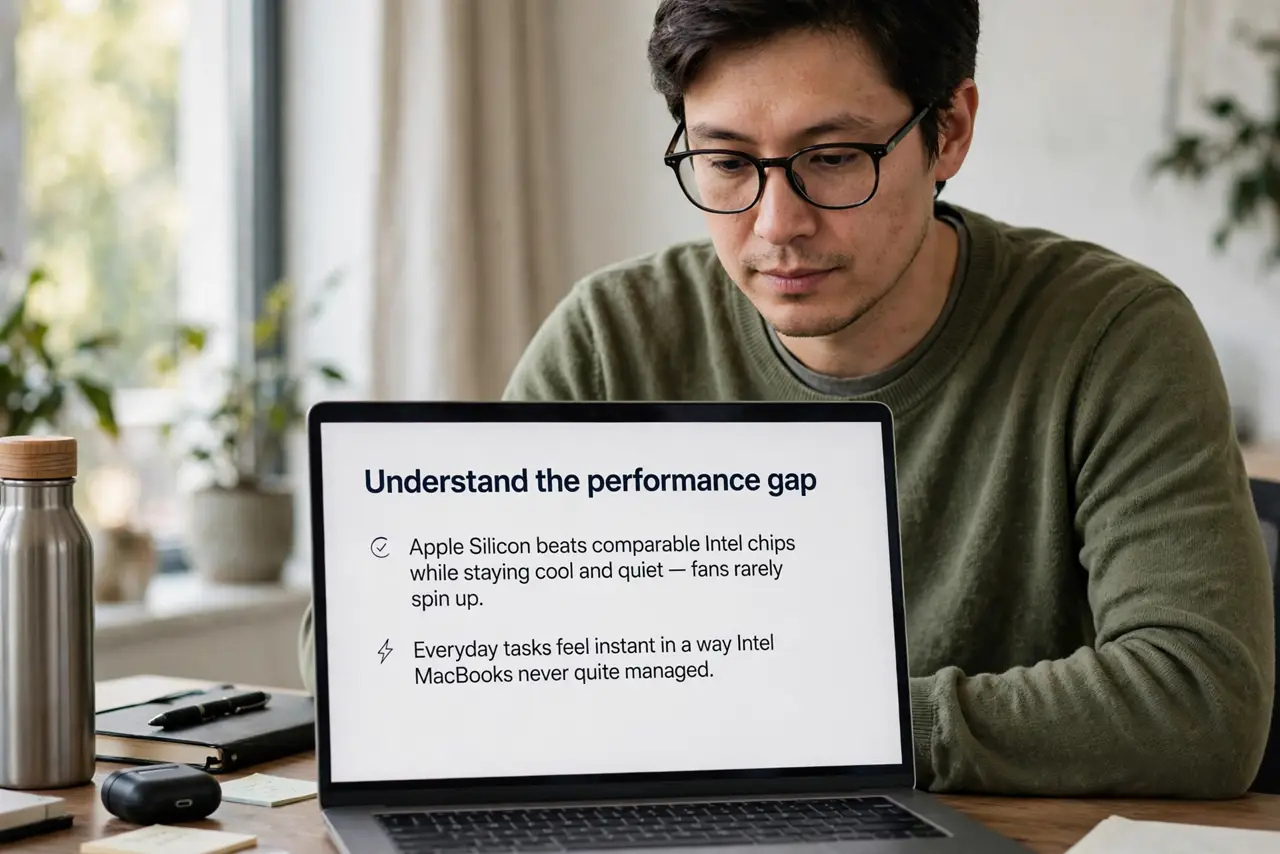 A person performing the first step of the guide: Understand the performance gap.
