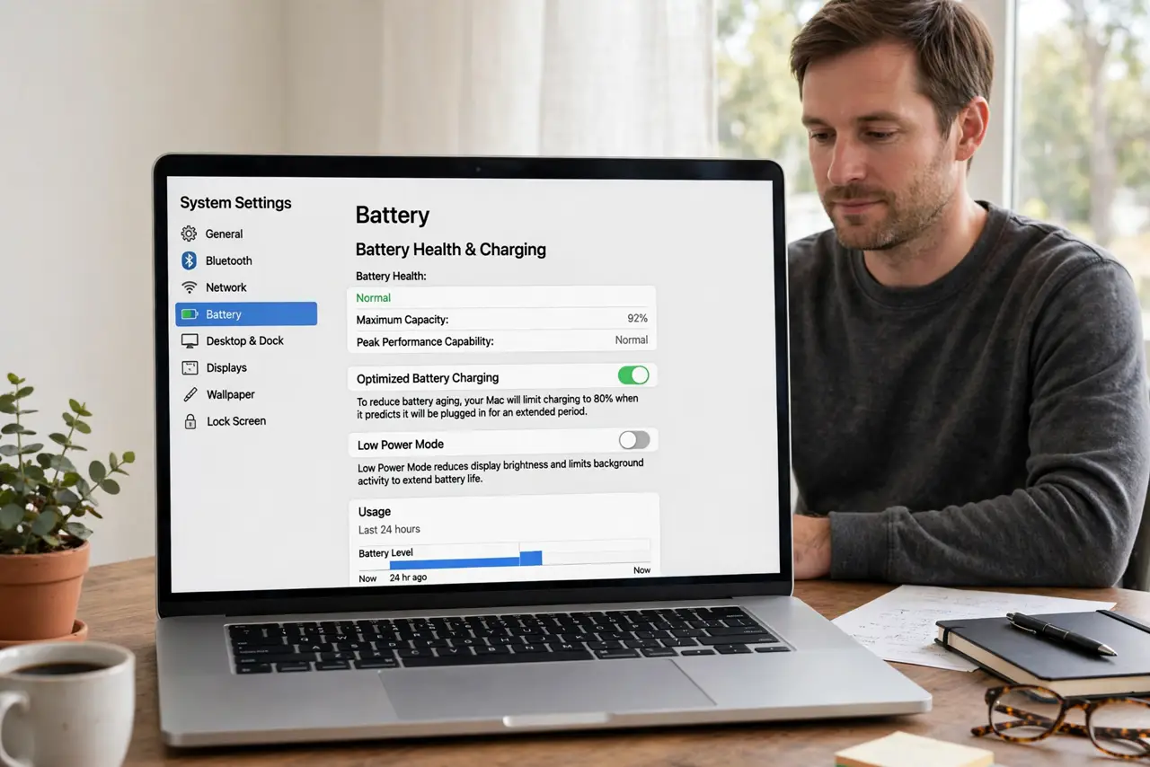 Mac Says Battery Service Is Recommended — photo showing the situation described in the guide.