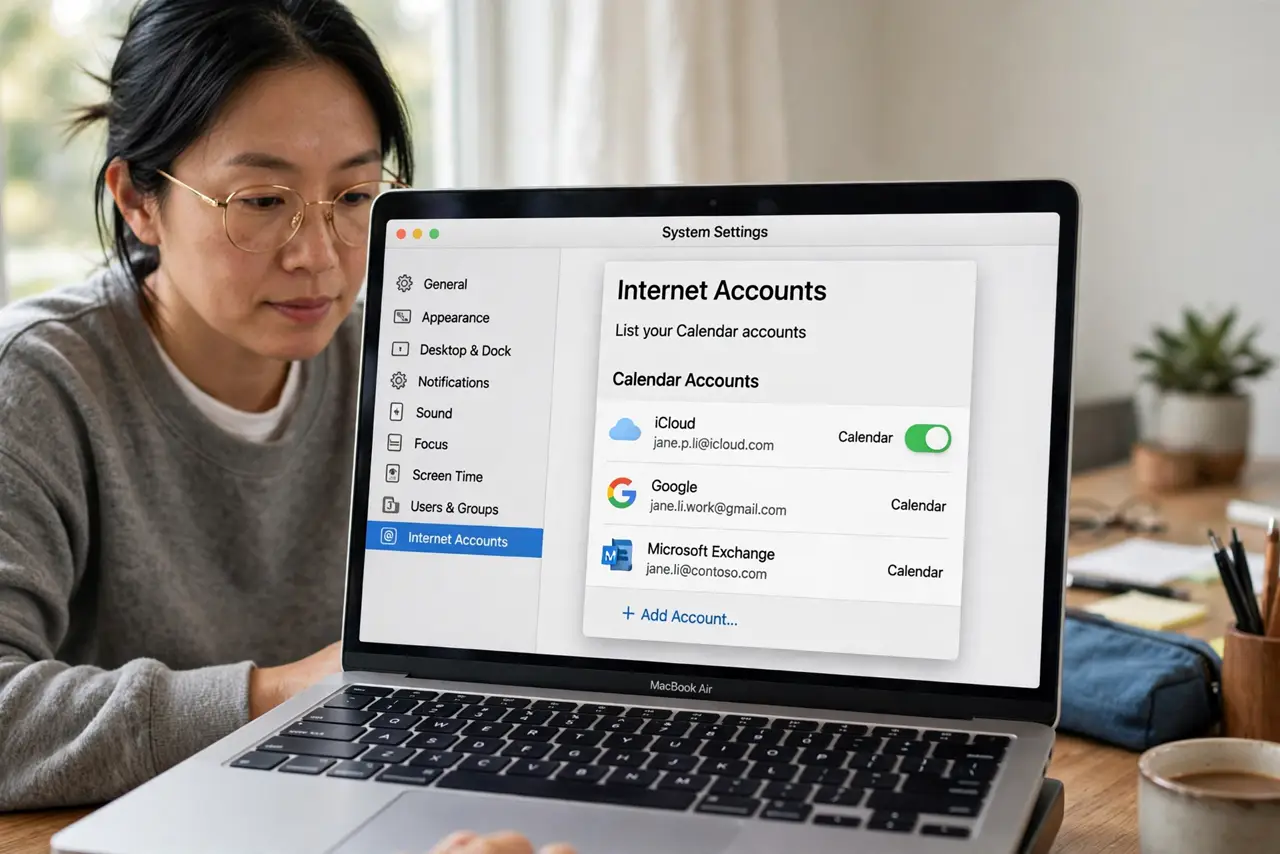 A person performing the first step: List your Calendar accounts.