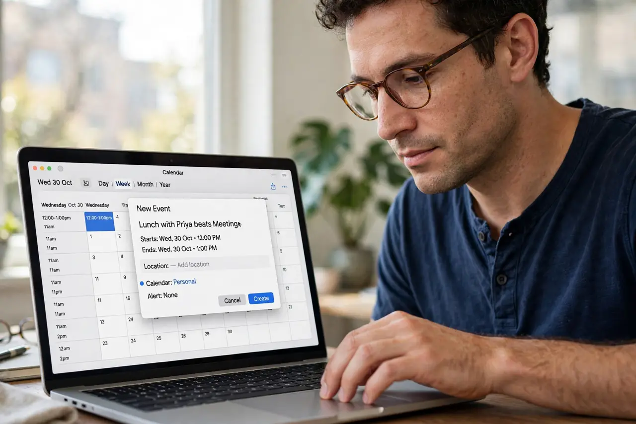 A person performing the first step of the guide: Create the event.