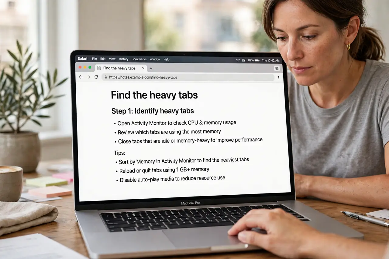 A person performing the first step: Find the heavy tabs.