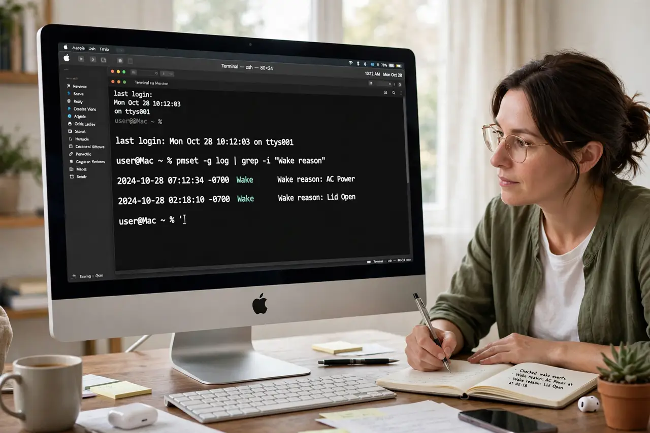 Step 1 in action for Mac Wakes Up in Clamshell Mode: Find out what woke the Mac.