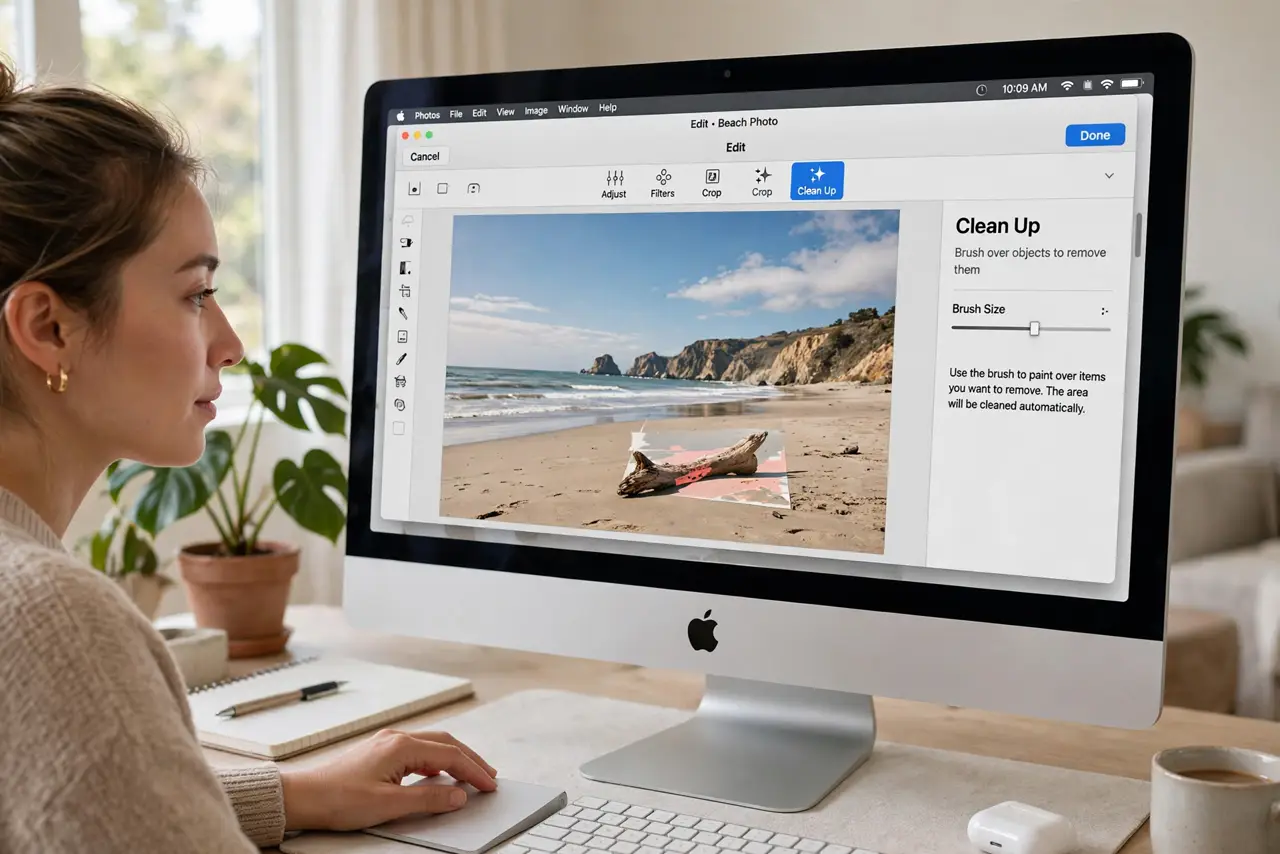 A person performing the first step of the guide: Open the photo and enter Edit.